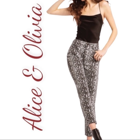 ALICE + OLIVIA Snakeprint Skinny Stretchy High Rise Ankle Jeans, Size 29 - Picture 9 of 9